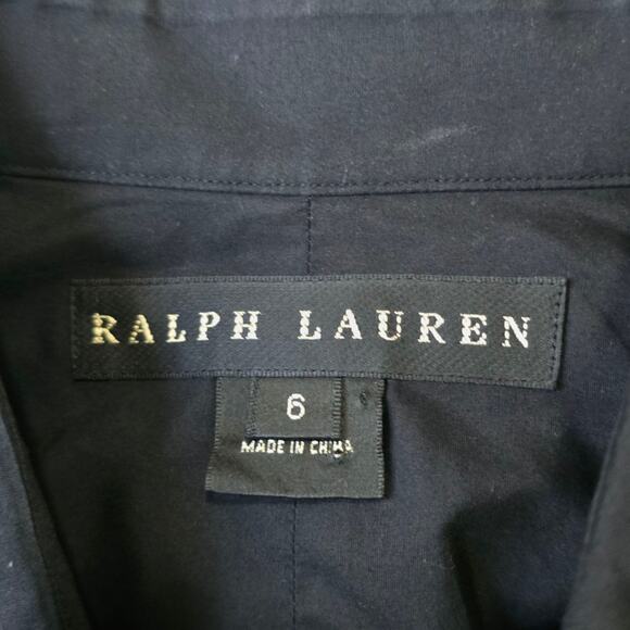 Ralph Lauren Black Label Black Cotton Logo Embroidered Button Front Shirt size 6 - Picture 5 of 9